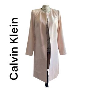 Calvin Klein Suede Faux Leather Long Jacket Women's Blush Size 4